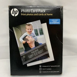 HP Glossy Photo Card Pack - 10 Sheets 5x7, 5 Sheets 4x6 Paper, 10 5x7 Envelopes - Picture 1 of 6