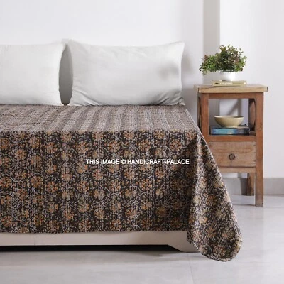 Indische Kantha Decke Baumwolle Tagesdecke King Size Hand Block Bett Überwurf - Bild 1 von 4