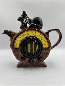 Vintage Swineside Keramik England Teekanne Radio mit schwarzer Katze - Bild 1 von 6