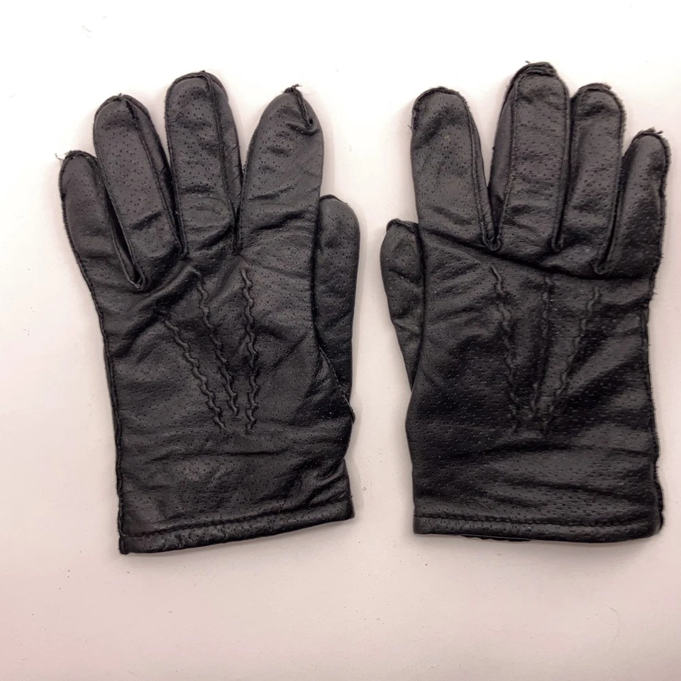 Grandoe Black Tooled Pattern Leather Gloves Size M - Image 1 of 4