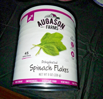 2 - Lata de verduras vegetarianas veganas vegetarianas supervivencia de emergencia espinacas secas Augason Farms Foto 1 de 2