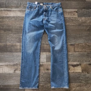Levi's Premium 501 Original gerades Bein Knopfleiste Herrenjeans 38 x 34 blau neu mit Etikett - Bild 1 von 13