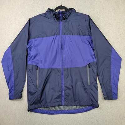 Cabelas Rain Jacket Mens S Blue Full Zip Colorblock Nylon Hooded Outdoor - Image 1 of 4