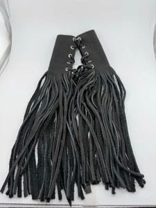 Leather Handlebar Tassels | 2Pcs Motorcycle Grip Fringe Cover normal, Black  - Picture 1 of 5