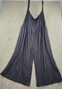 Long Wide-Leg Black Jumpsuit Size 7XL Polyester Blend Loose Fit Stretchy Fabric - Picture 1 of 10