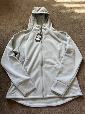 Under Armour Women's UA Team Swacket, Grey Hooded Waterproof Full Zip Sz XL $125 - Image 1 of 4