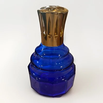 复古 Lampe Berger 4016 钴蓝色玻璃香氛灯-金冠-法国 — 第 1/4 张图片
