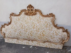 TESTATA LETTO MATRIMONIALE RICCHI INTAGLI FLOREALI - BAROCCHETTO - DORATA - 1940 - Foto 1 di 20