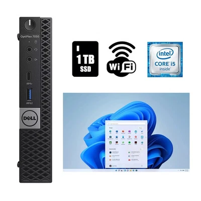 Dell Tiny Computer Desktop PC Intel i5-6500T 32GB Ram 2TB SSD WiFi Windows 11 - Image 1 of 4