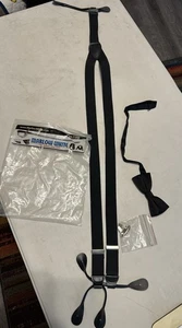 Marlo White Dress Suspenders, Bow Tie, Cuff Links, Tie Pin Package - Picture 1 of 3