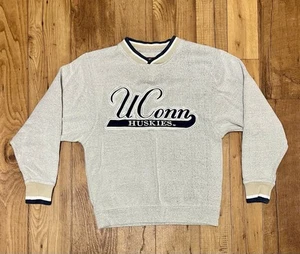 Vintage UCONN Huskies Gray/ Blue V Neck Sweatshirt/ Sz: Small - Picture 1 of 5