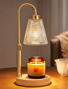 Wood Color& Clear Candle Warmer Lamp with Timer, Dimmable Candle Warmer for J... - Picture 1 of 7