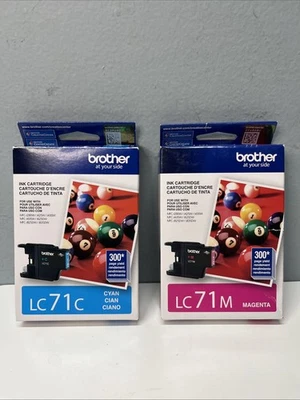 Brother LC71 Ink Cartridges Cyan & Magenta Ink New Sealed Exp 2020 LC71C LC71M - Image 1 of 4