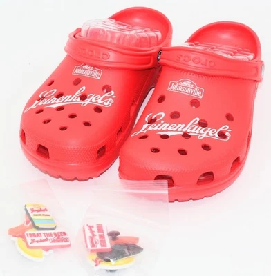 Crocs con dijes Leinenkugels Johnsonville rojo para hombre 9 para mujer 11 Foto 1 de 3