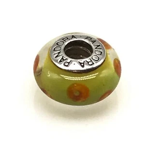Pandora Gelb Orange Retired Polka Dots Murano Glas Bead Charm - Bild 1 von 5