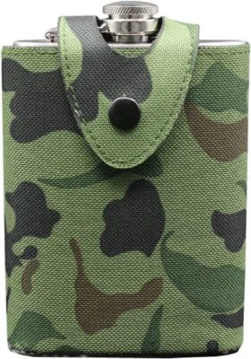 8 oz Stainless steel hip flask 8 oz of military pattern small flagon with Case - Image 1 of 2