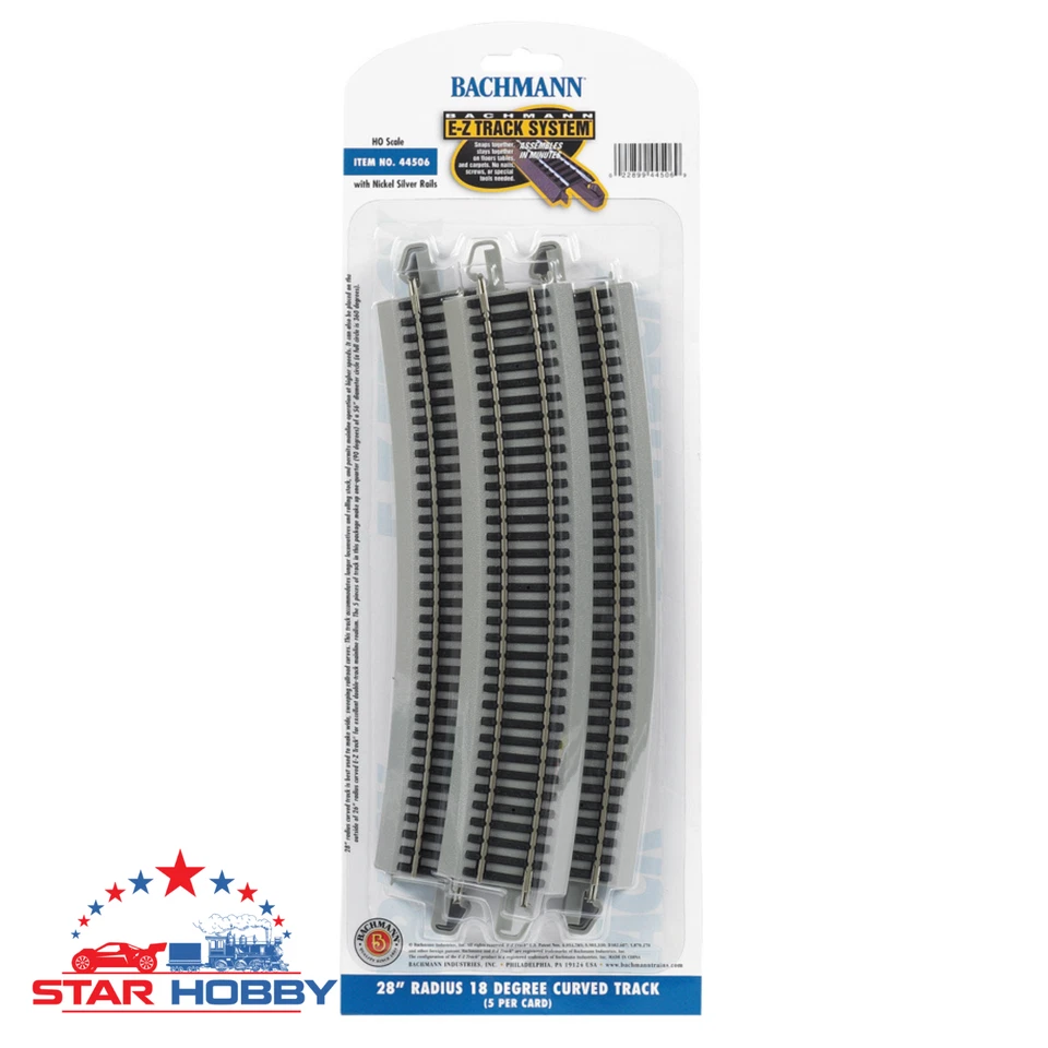 Bachmann 44506 28" RADIUS 18 DEGREE CURVED TRACK (HO SCALE) model train railroad - Image 1 of 1