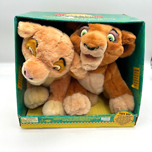 Vintage Kiara & Kovu Talking Interactive Plush Set -Thinkway Toys LION KING 1998