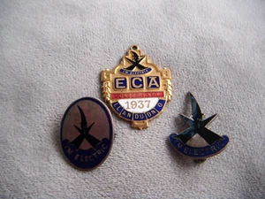 Vintage I'M ELECTRIC enamel pin badges and fob 1930s - Picture 1 of 6