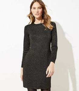 Loft Women's Shimmer Sweater Dress Color Black Size: XS, Med $89.50 - Picture 1 of 3