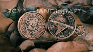 Antique Copper dial pocket sundial compass in 1.75" brass with Leather Case gift - Picture 1 of 9