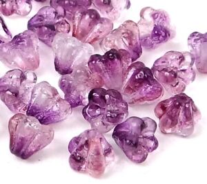 25 Czech Glass Baby Bell Flower Beads - Coated Ultraviolet 6x4mm