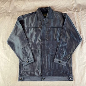 Vintage Y2K Jeansjacke Herren Medium Grau Denim Hip Hop Skate Tupac Glänzend 90er USA - Bild 1 von 12