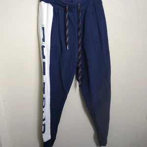Men's Born Fly Small Blue And White Jogger Pants With Pockets And Zip Ankles - Picture 1 of 12