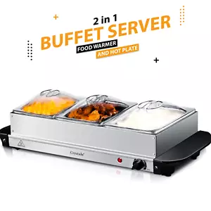 3 Pfannen Lebensmittelwärmer Buffet Server Kochplatte 3 Tablett einstellbare Temperatur 300 W - Bild 1 von 6