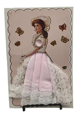 Vtg Southern Belle Hanky Handkerchief Card White Lace Pink Dress Intl Cosmetics - Image 1 of 4