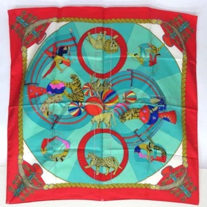 HERMES Bufanda Carre 90 "CIRCO" Circo Rojo Seda 100% De Japón Envío gratuito FedEx DHL - Imagen 1 de 6