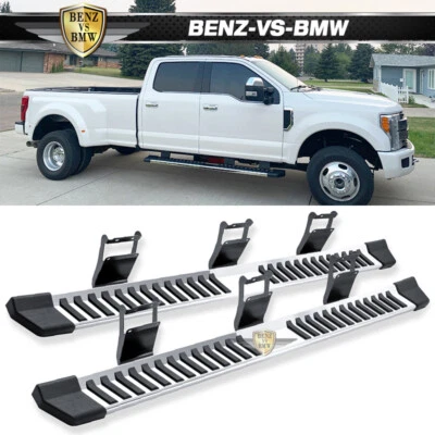 Fits 17-25 Ford F250 F350 Superduty Crew Cab 6" V Style Running Board Silver Bar - Image 1 of 4
