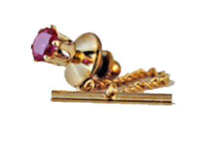 Tie Tack red spinel men 1 carat genuine stone yellow gold 18kt US made clasp New - Image 1 of 4