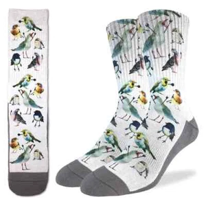 Birds Men's Active Fit Crew Socks Size 8-13 Good Luck Novelty Fashion New - Picture 1 of 1