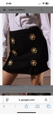 NUEVA Falda Corta para Mujer Sister Jane Negra Tweed Botones con Joyas Línea A Foto 1 de 3