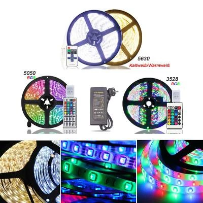 LED Stripe Streifen RGB Warmweiß Kaltweiß Mehrfarbig 5m 10m Leiste Lichterkette - Bild 1 von 4