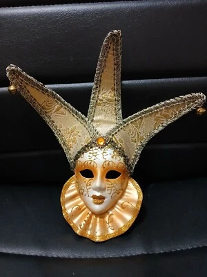 Small Mask Face Mardi Gras Wall Hanging Venetian festival carnival 9x9" - Image 1 of 4