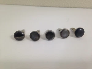 Vintage Manschettenknöpfe Konvolut, schwarz rauchgrauer Stein 2 Paar plus einer - Bild 1 von 4
