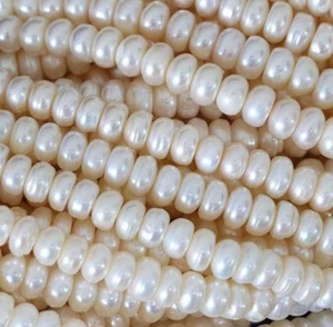 Real Natural 8-9mm White Freshwater Abacus Pearl Loose Beads 14.5'' PL220 - Picture 1 of 6