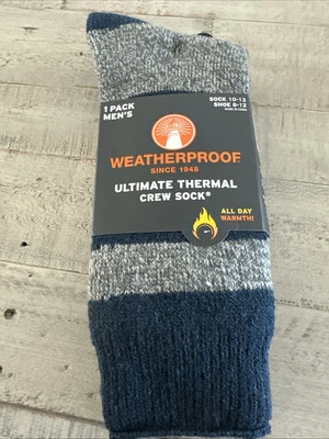 Weatherproof Men's Crew Socks Ultimate Thermal Shoe Size 8-12 NEW - Image 1 of 4