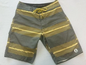 Volcom Board Shorts Gray / Black Striped Surf Swim Skater Trunks Mens 29 - Picture 1 of 9