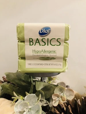 Barras de jabón en barra hipoalergénicas Dial Basics tamaño completo paquete de 3 nuevas - 3,2 OZ cada una Foto 1 de 4