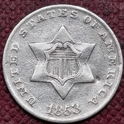 1853 Three Cent Piece 3c Silver Trime High Grade AU #96630 - Image 1 of 2