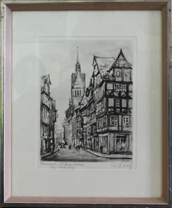 Willy Scholz (1899-1965) TOP-Farbradierung~1935:  HANNOVER, KRAMERSTRASSE - Bild 1 von 15