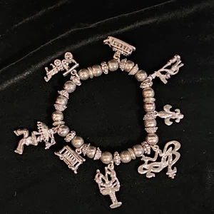 New Orleans Thema silberfarbenes Metall dehnbar Bettelarmband NOLA - Bild 1 von 5