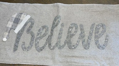 Winter Holiday Christmas Table Runner White Gold ChristmasTrees tassels 82” NWOT - Image 1 of 4