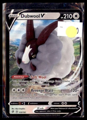 Pokemon Dubwool V Sword Shield 153/192 Ultra Rare Holo - Image 1 of 2