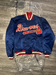 VTG 90s Starter Diamond Collection Atlanta Braves Satin Jacket XL Made In USA - Picture 1 of 8