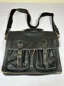 Vintage Wilsons Leather Dark Brown Satchel Messenger Shoulder Bag - Nice Patina - Picture 1 of 8