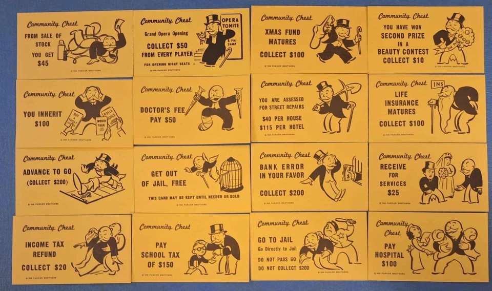 Tarjetas de cofre de la comunidad Monopoly ▲ Parker Brothers ▲ ¡Tú eliges! Foto 1 de 1